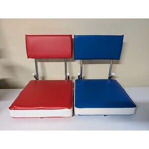2 Vtg Padded Folding Stadium Bleacher Boat Seat Fishing Camping Chair USA Made